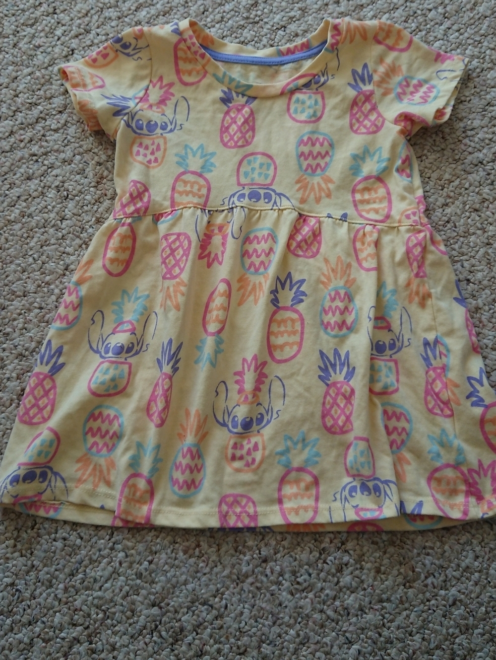 Disney Stitch Yellow allover print short-sleeve dress size 2T